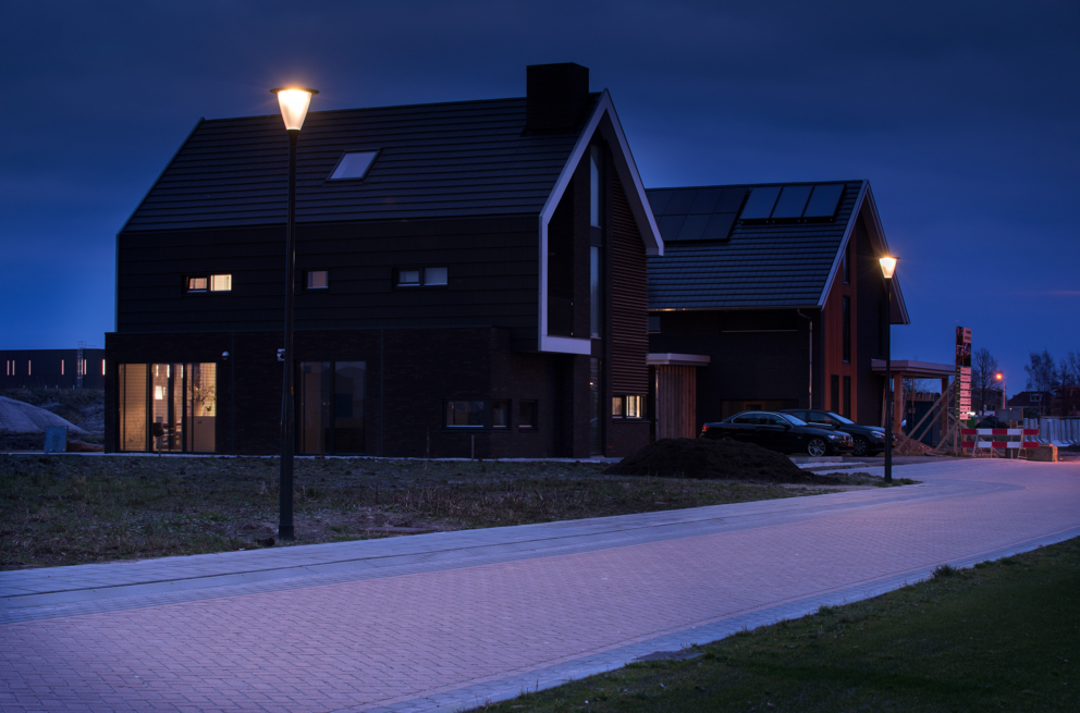 Lightronics Prunus A2 straatverlichting in een woonstraat in Drachten