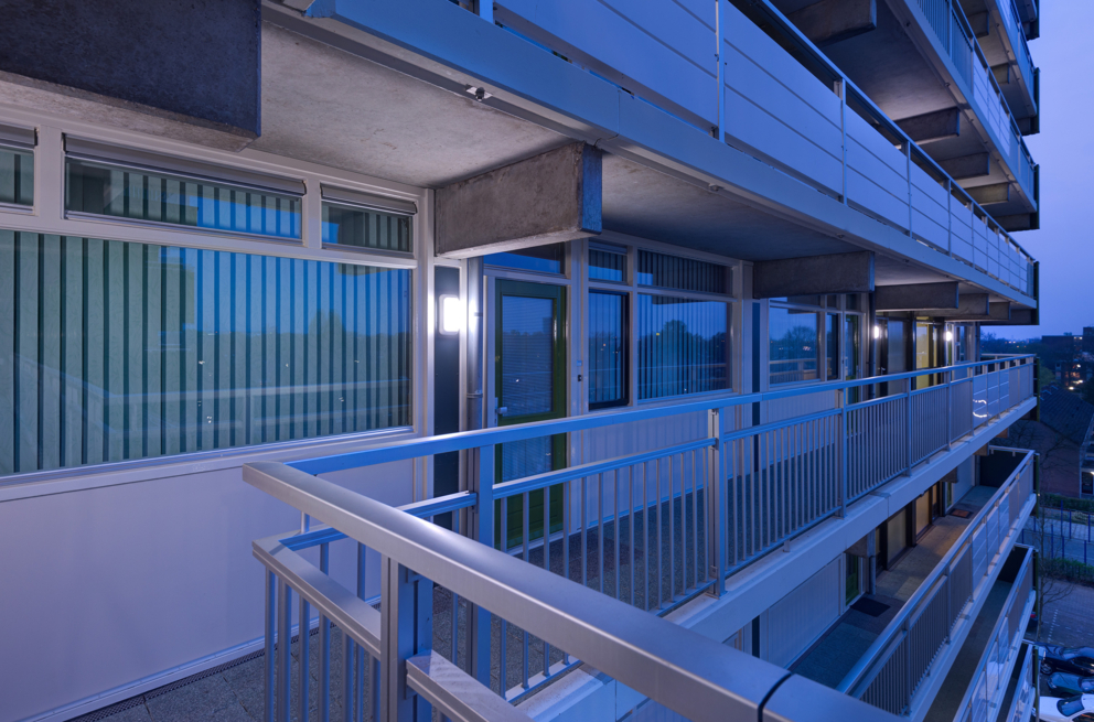 Lightronics TPS armaturen in de galerij van een appartementencomplex in Zwanenveld in Nijmegen