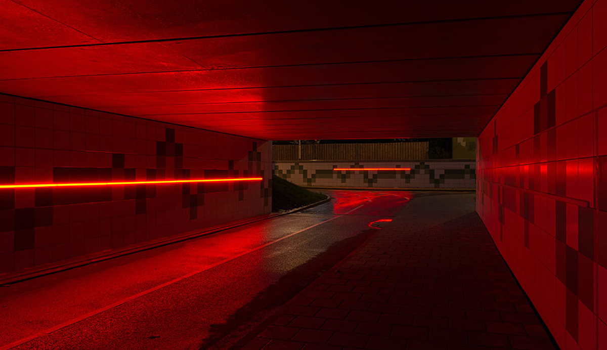 Lightronics VENTEGO armaturen in een fietstunnel op het Kazerneplein in Goes