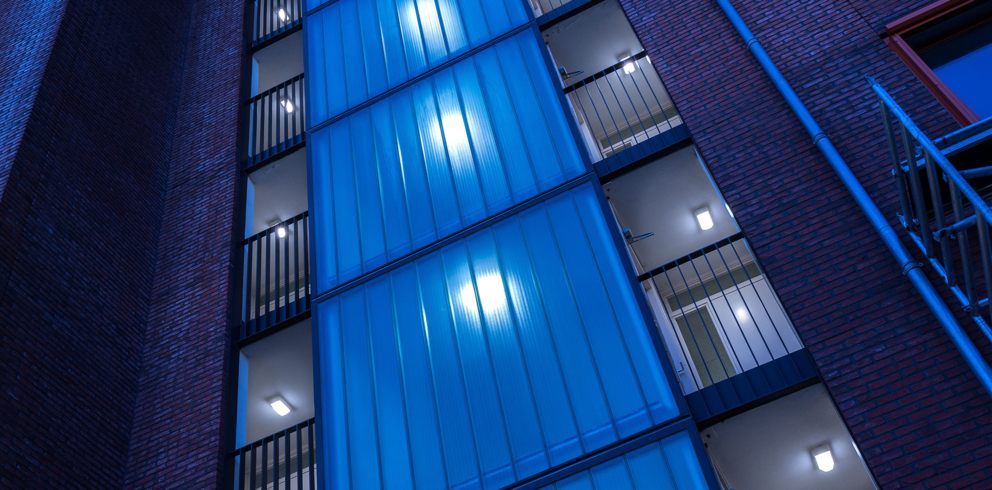 Lightronics armaturen in een appartementencomplex aan de Laakboulevard in Amersfoort