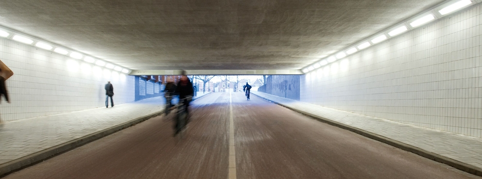 Lightronics PLUTEGO armaturen in een fietstunnel