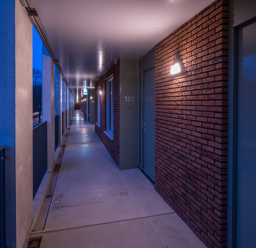 Lightronics GEO armaturen in de galerij van een zorgcomplex in Tilburg