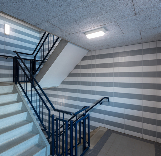 Lightronics WPV armaturen in het trappenhuis van een appartementencomplex aan de Perserij in Tiel
