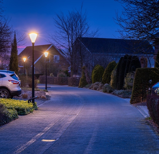 Lightronics Prunus A3 armaturen langs een straat in Veendam