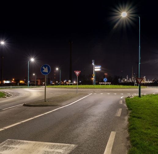 Lightronics BRISA en BRISA PLUS armaturen langs een rotonde in Borsele