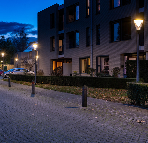 Lightronics PRUNUS A3 armaturen in woonwijk bij wooncomplex Molenhorst in Brummen
